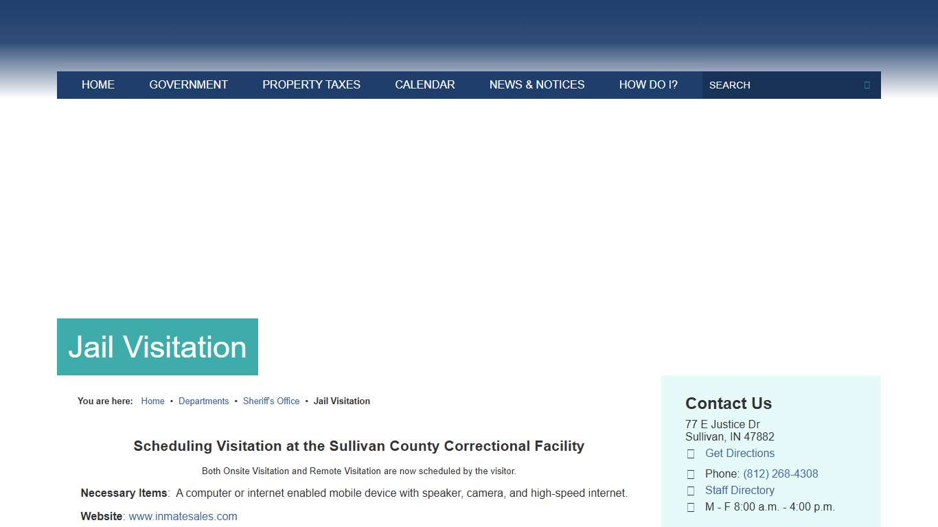 Jail Visitation / Sullivan County, IN