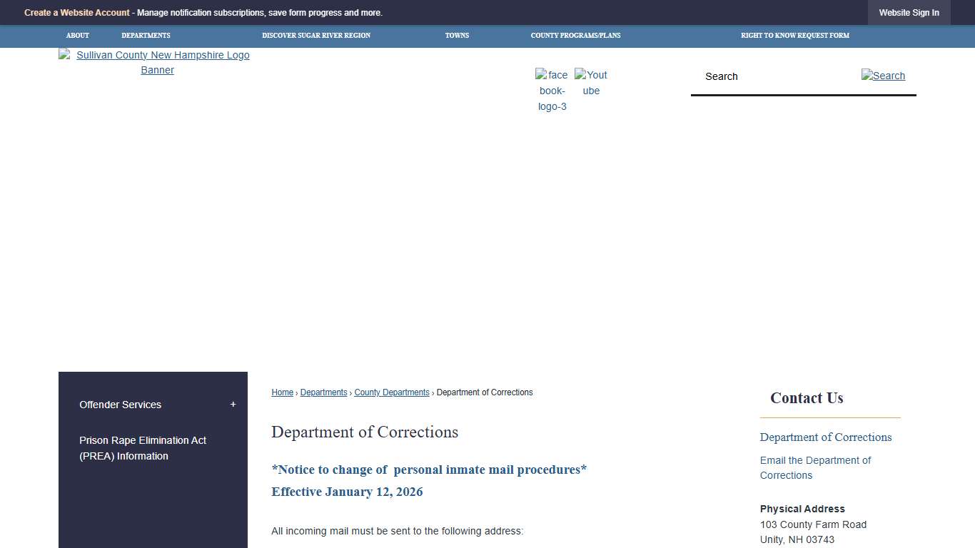 Department of Corrections | Sullivan County, NH